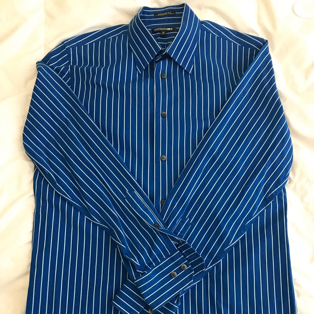 Express 1MX Modern Fit Blue Stripe